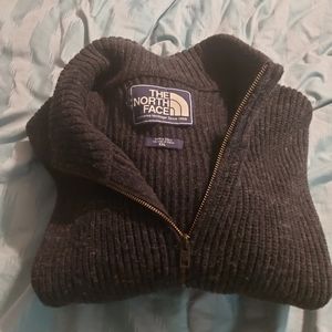 Vintage Men's North Face 2XL Zip Up Gray Heavy Sweaters